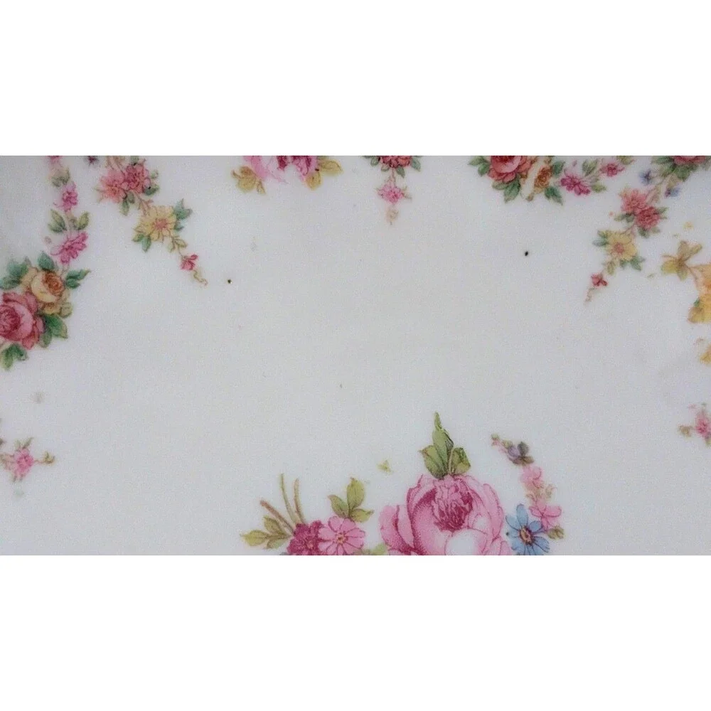 Antique M Z Austria L S S Carlsbad Scalloped Salad Plate Pink Rose Swags 8